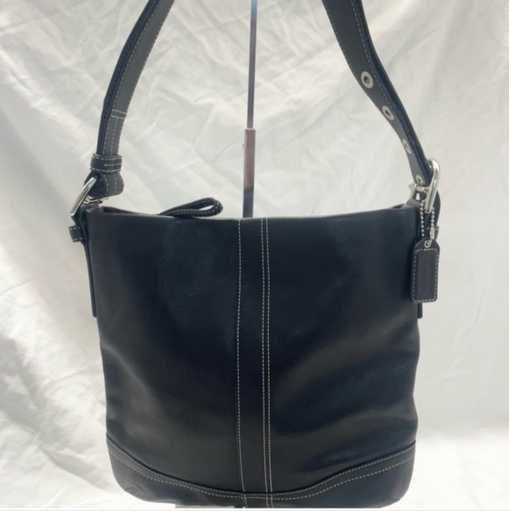 Coach Soho Slim Leather Convertible Duffle Y2K Black 2007 Euc!